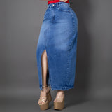 Maxifalda denim azul ref 8052
