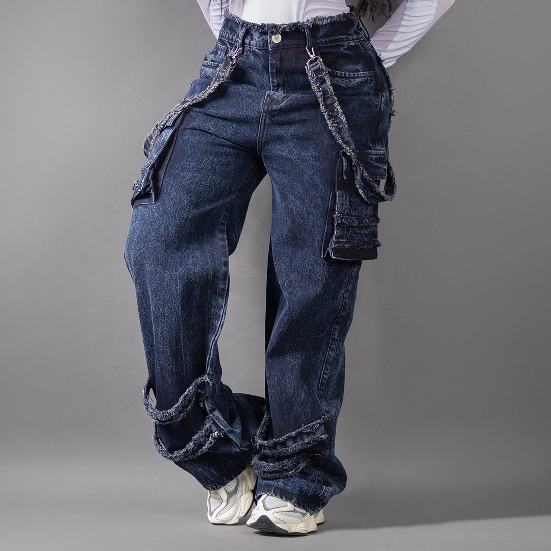 Jeans cargo tono medio ref 8002