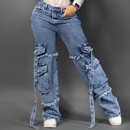 Jeans cargo tono medio ref 7072