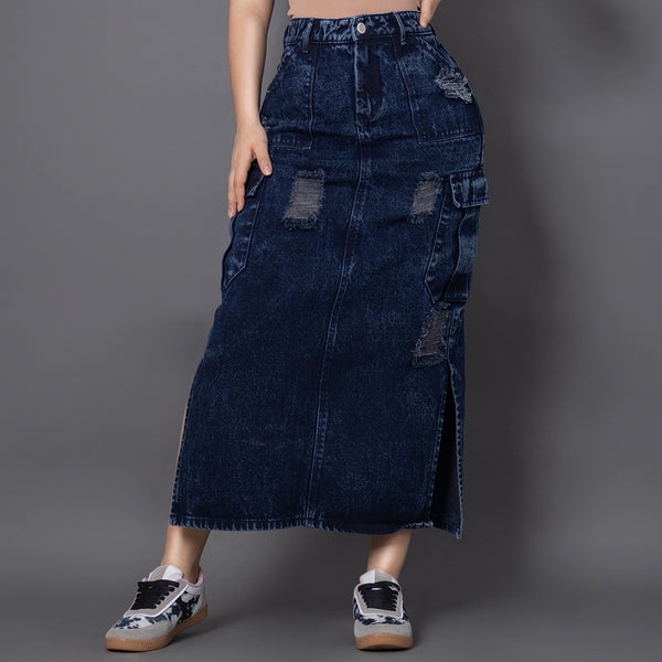Falda denim cargo premium ref 8051