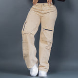 Jeans Sahara ☀️ – Cargo bota ancha en denim beige ref 7067