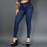 Jeans 3 botones tono oscuro ref 7148