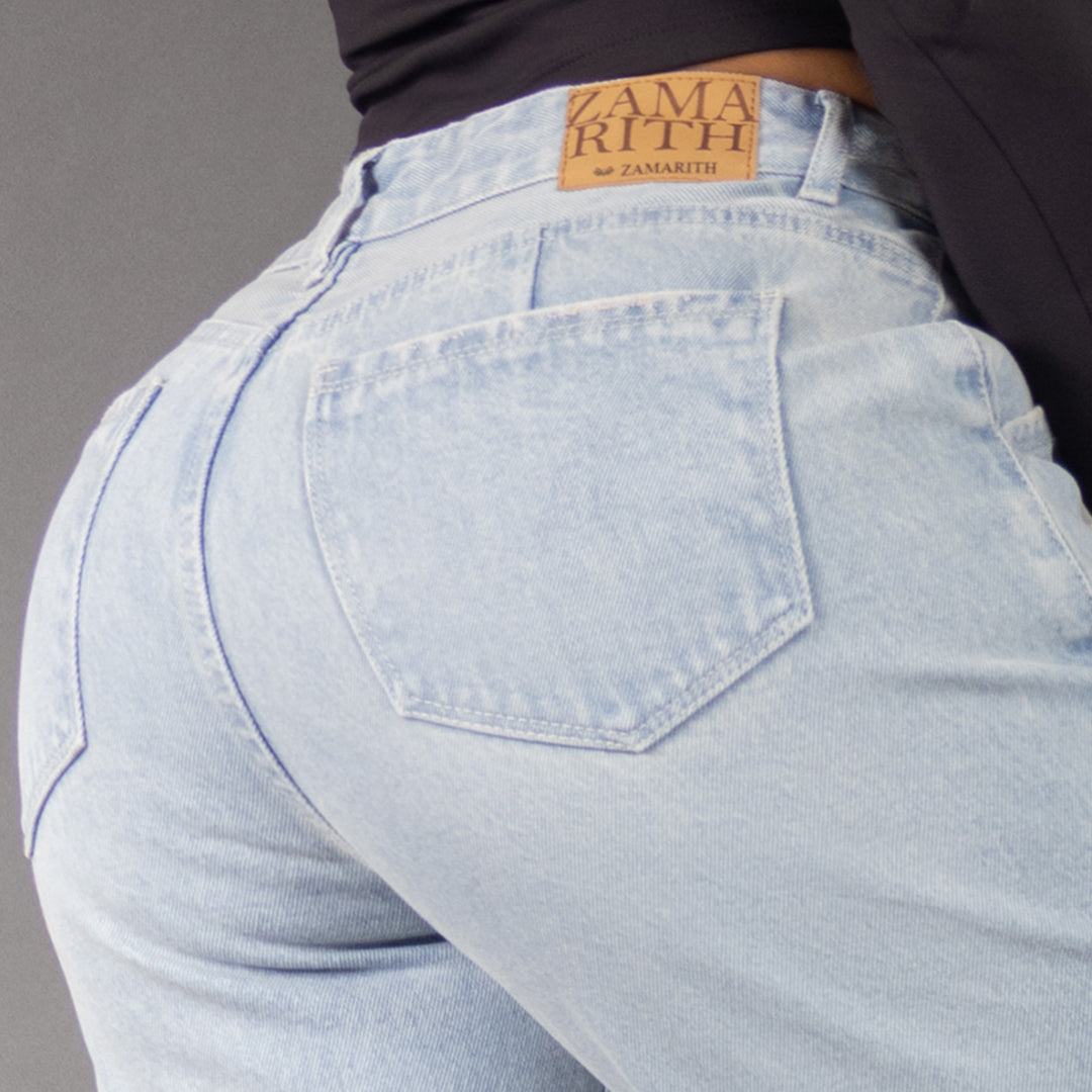 Jean Wide Leg Destroyed Denim Claro REF 8043
