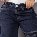 Jean Wide Leg Unravel Noir Cargo 8042-01