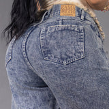 Jean Bermuda Cargo Destroyed Tiro Alto Azul REF 8040