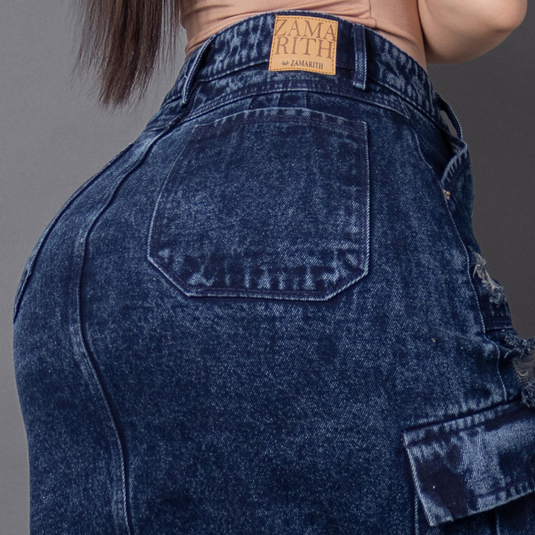 Falda denim cargo premium ref 8051