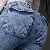 Jeans cargo tono medio ref 7072