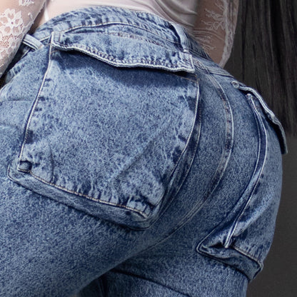 Jeans cargo tono medio ref 7072