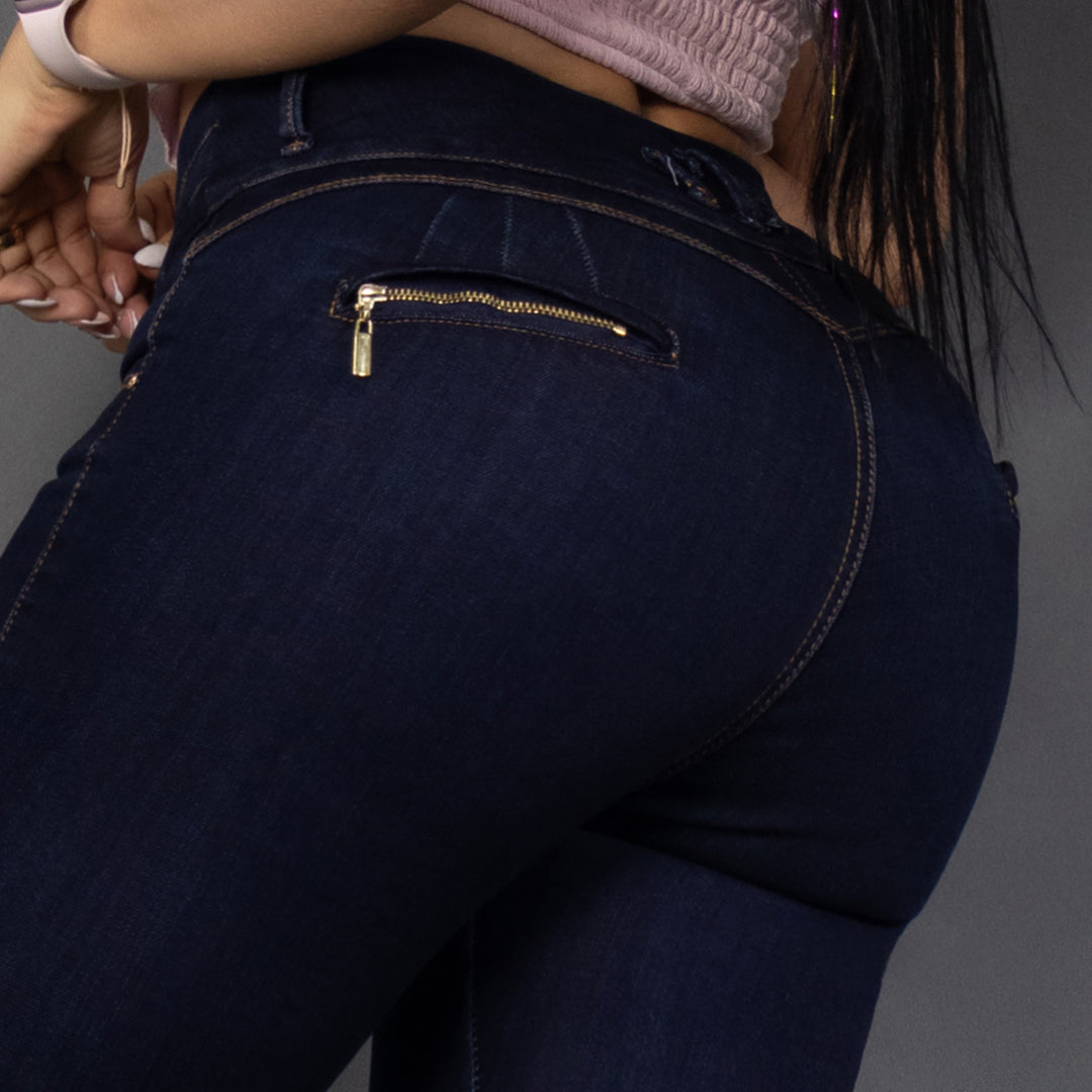 Jeans 3 botones tono oscuro ref 7033