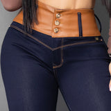 Jeans pretina de cuero ref 7054