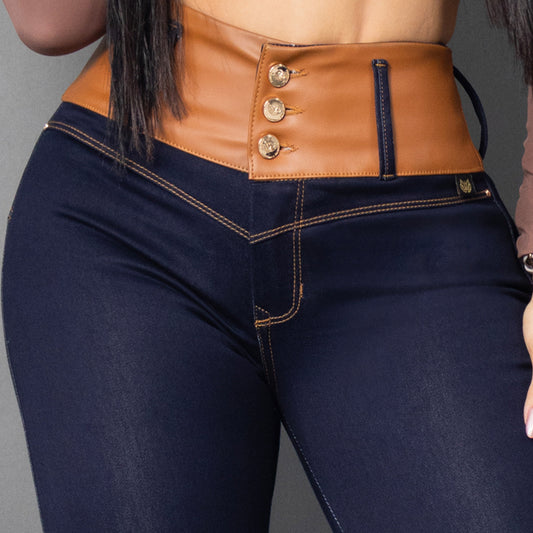 Jeans pretina de cuero ref 7054