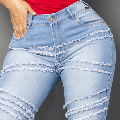 Jeans bota campana tono claro ref 7052