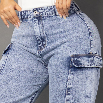Jeans cargo tono medio ref 7069