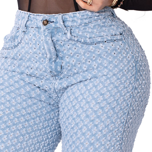 JEANS PALAZZO AZUL CLARO BROKE DENIM REF 6092