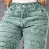 Jean Wide Leg Unravel Verde Aura 8028-01