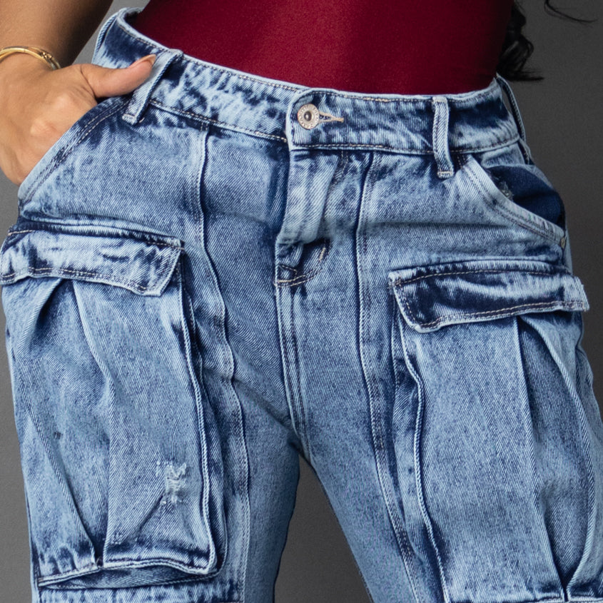 Jeans cargo tono claro ref 7002
