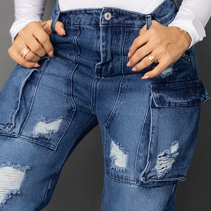 Jeans cargo tono oscuro ref 7006