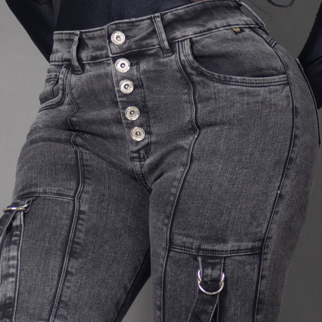 Jeans denim cargo humo ref 8016