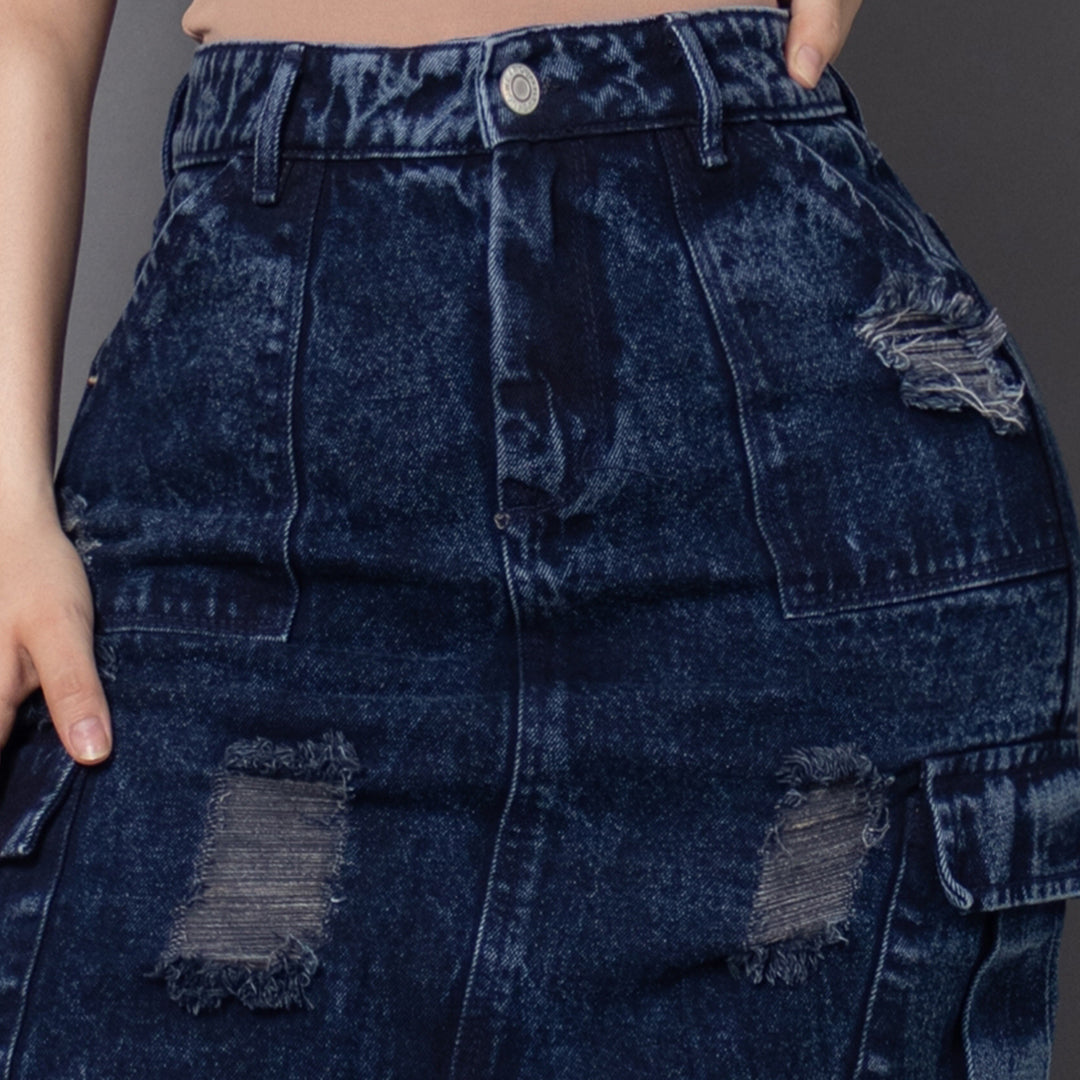 Falda denim cargo premium ref 8051