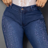 Jeans bota campana brillos 7012
