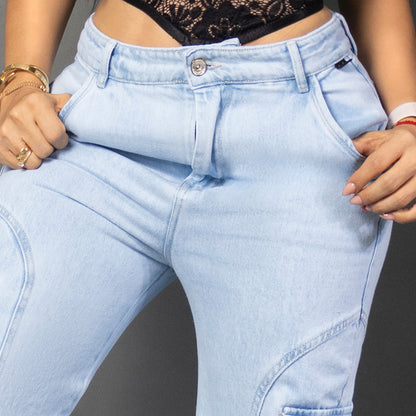Jeans cargo tono hielo ref 7073