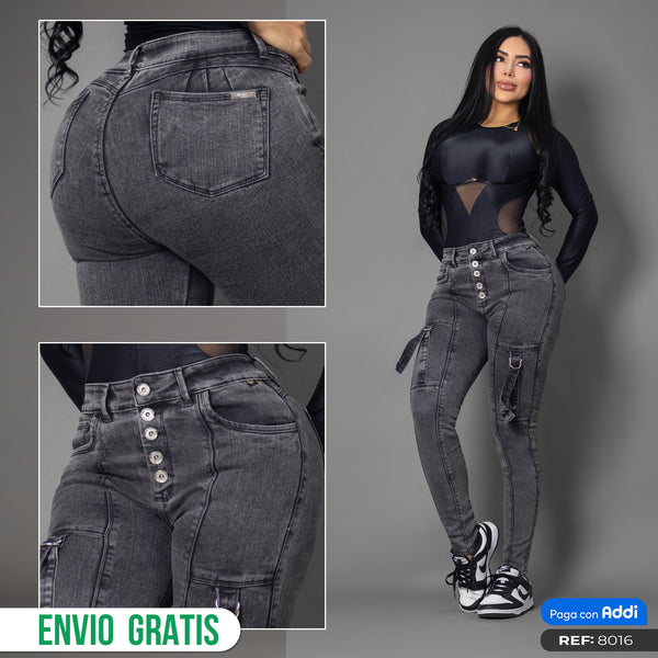Jeans denim cargo humo ref 8016