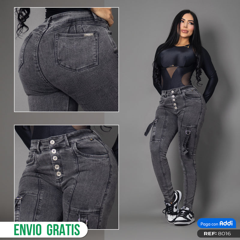 Jeans denim cargo humo ref 8016