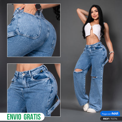 Jeans baggy tono medio ref 7074