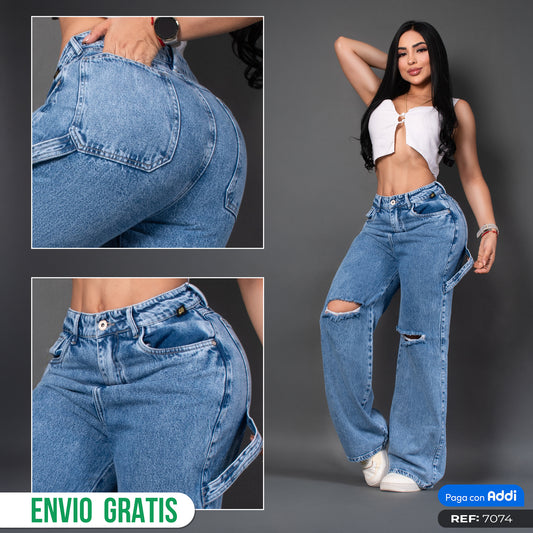Jeans baggy tono medio ref 7074