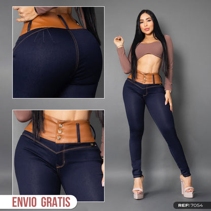 Jeans pretina de cuero ref 7054