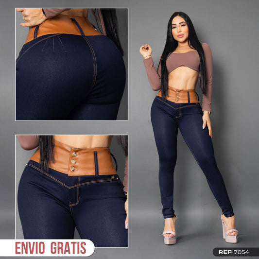 Jeans pretina de cuero ref 7054