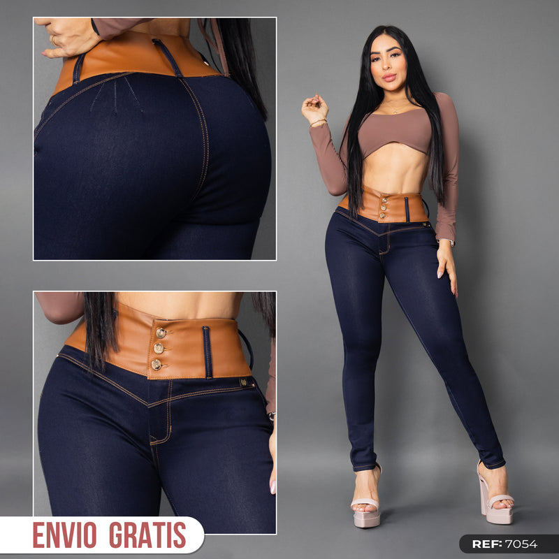 Jeans pretina de cuero ref 7054