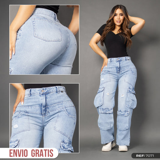 Jeans cargo tono claro ref 7071