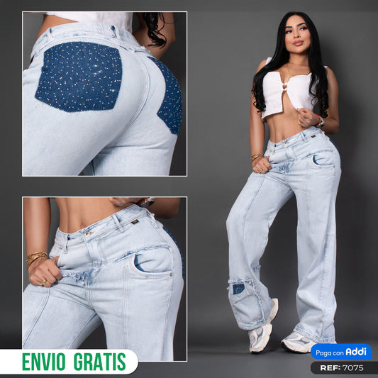 Jeans Brillos tono hielo ref 7075