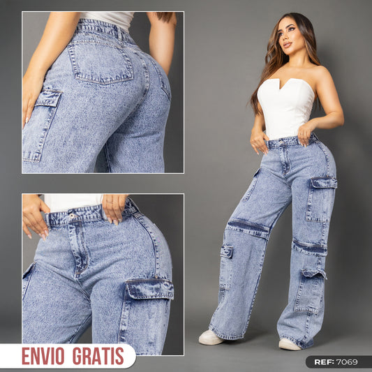 Jeans cargo tono medio ref 7069