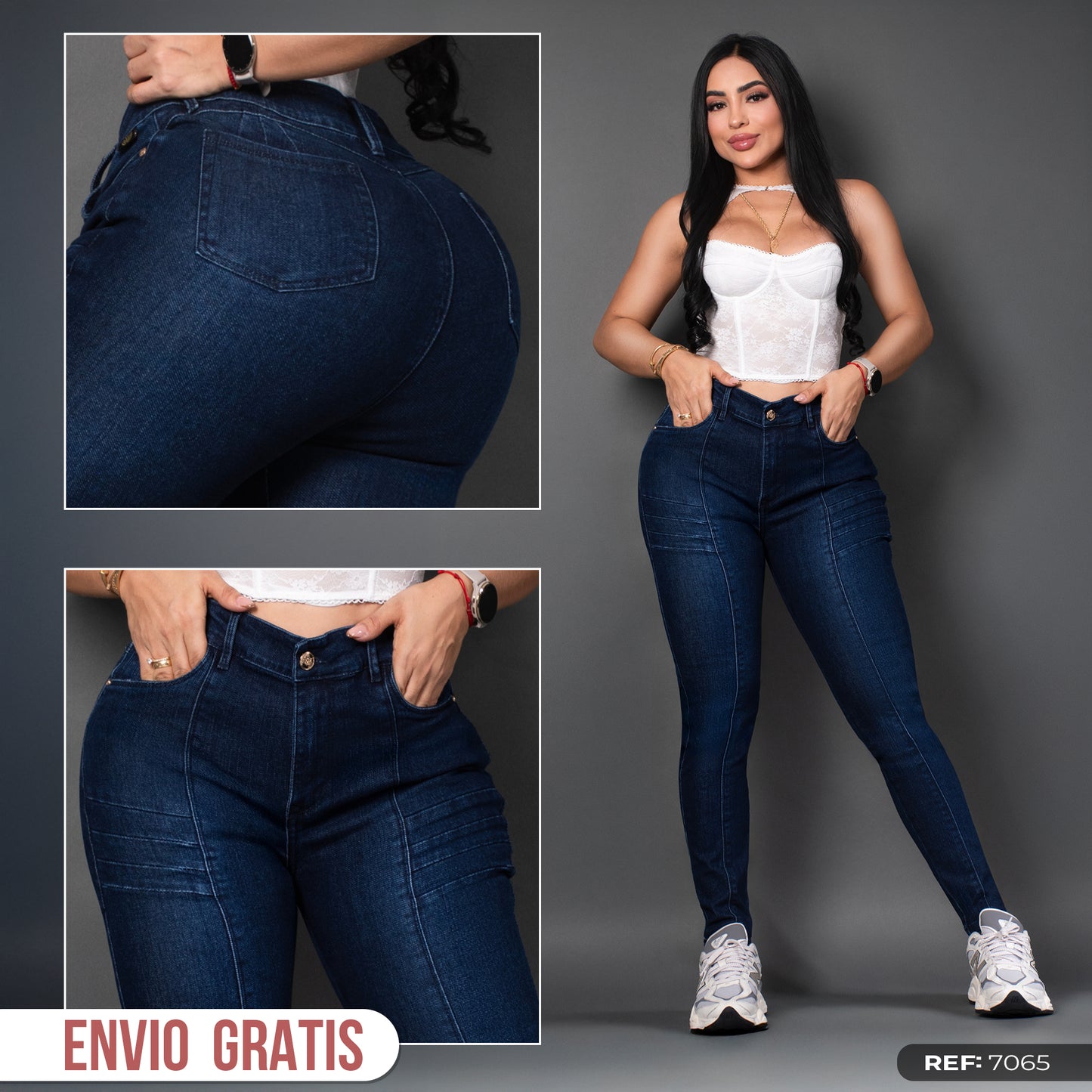 Jeans skinny tono oscuro ref 7065