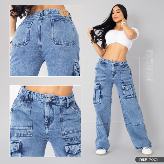 Jeans cargo tono claro ref 7001