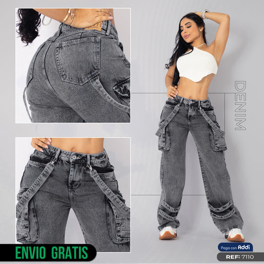 Jeans cargo tono medio ref 7000