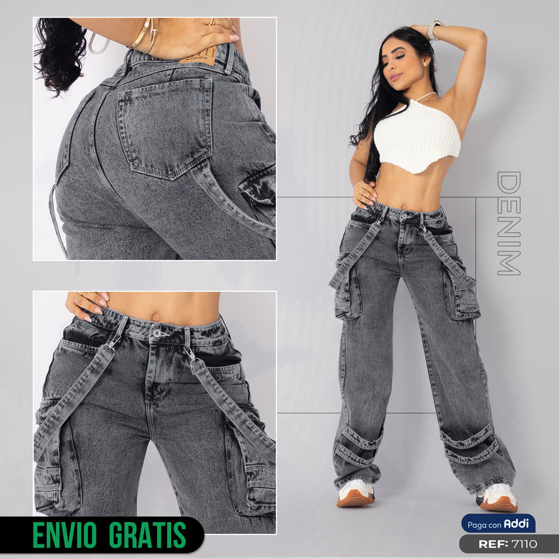 Jeans cargo tono medio ref 7000
