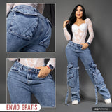 Jeans cargo tono medio ref 7072