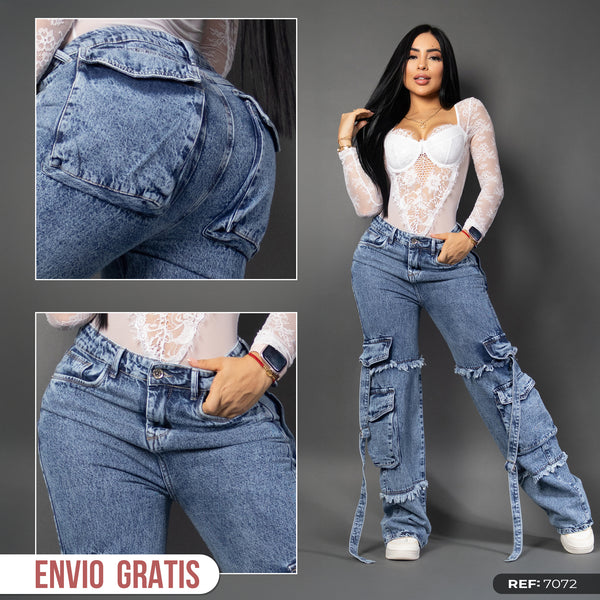 Jeans cargo tono medio ref 7072