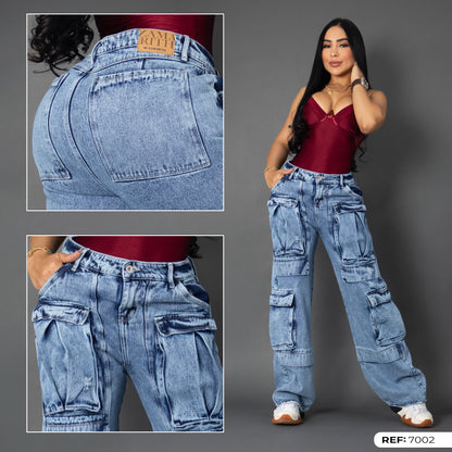 Jeans cargo tono claro ref 7002