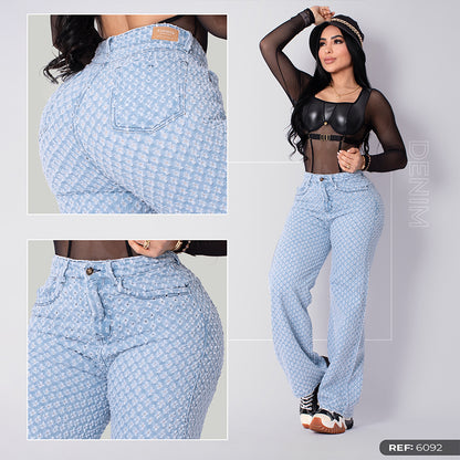 JEANS PALAZZO AZUL CLARO BROKE DENIM REF 6092