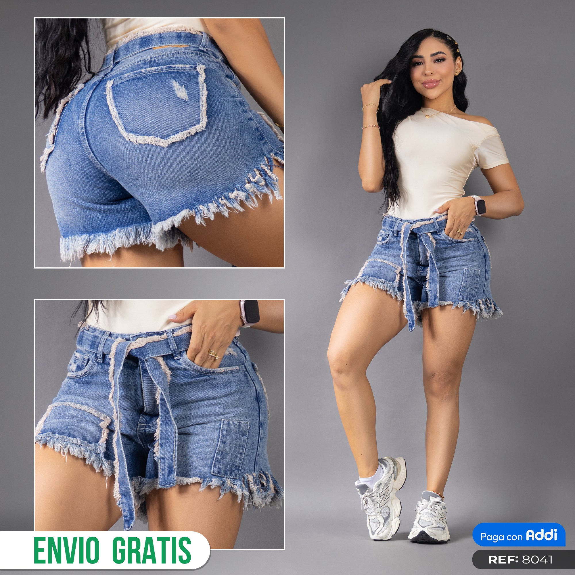 SHORT CLARO DESFLECADO 8041