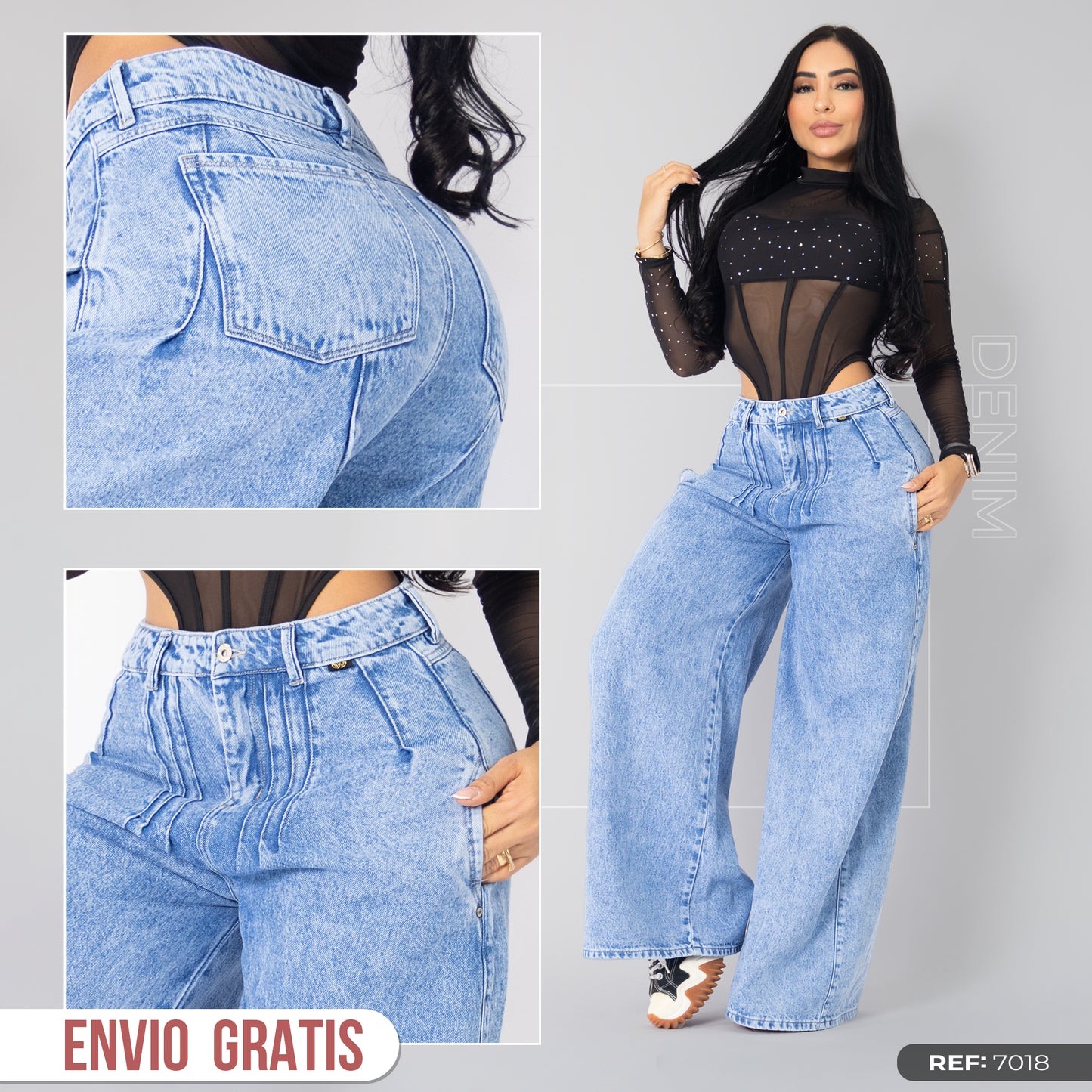 Jeans baggy tono hielo ref 7018