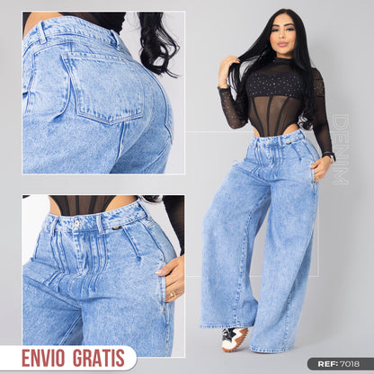 Jeans baggy tono hielo ref 7018