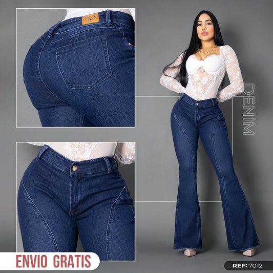 Jeans flare tono oscuro ref 7012
