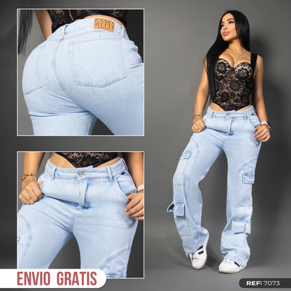 Jeans cargo tono hielo ref 7073