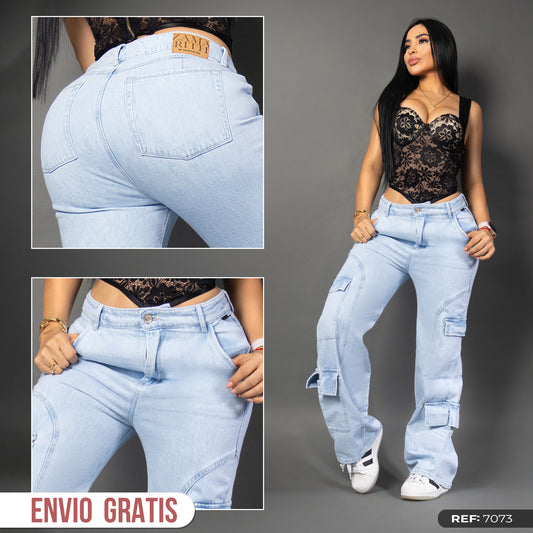 Jeans cargo tono hielo ref 7073