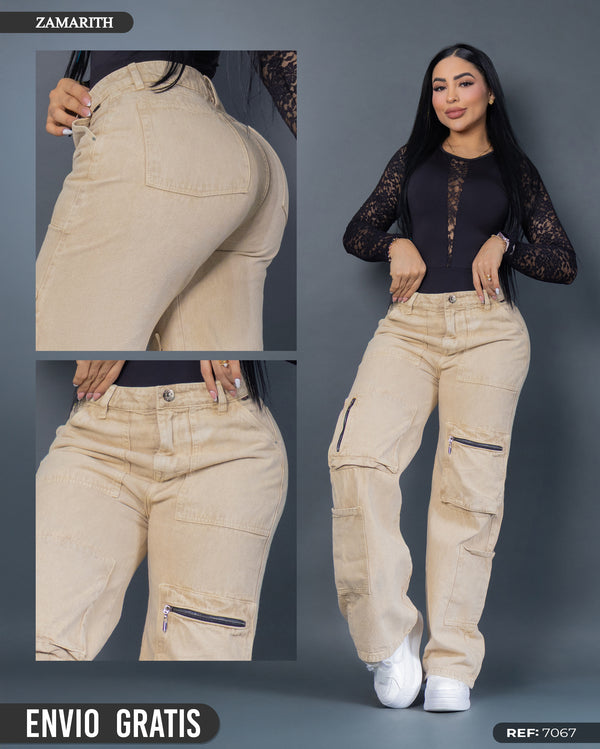Jeans Sahara ☀️ – Cargo bota ancha en denim beige ref 7067